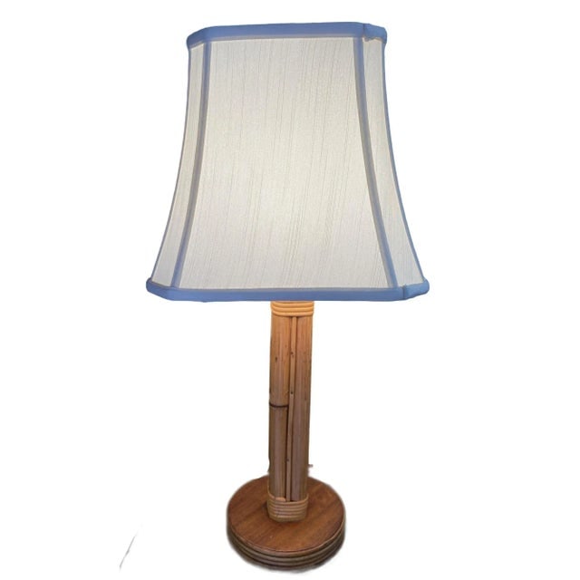 Restored Mid-Century Eight-Strand Stick Rattan Table Lamp, Pair - 3