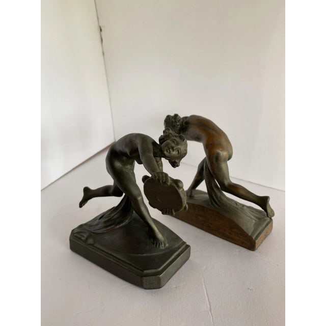 Circa 1900s Art Nouveau Figure Female Nymph Cast Bronze Bookends- a Pair - 13