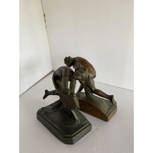 Circa 1900s Art Nouveau Figure Female Nymph Cast Bronze Bookends- a Pair - 2