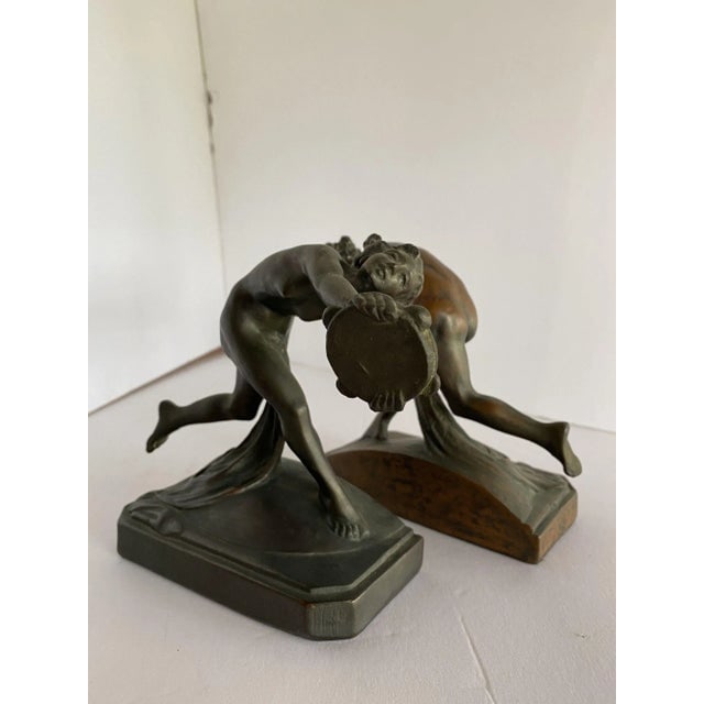 Circa 1900s Art Nouveau Figure Female Nymph Cast Bronze Bookends- a Pair - 3