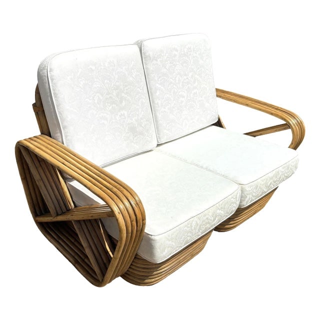 Restored Frankl Style Rattan 5-Strand Square Pretzel Setional Settee Sofa (1 of 7)