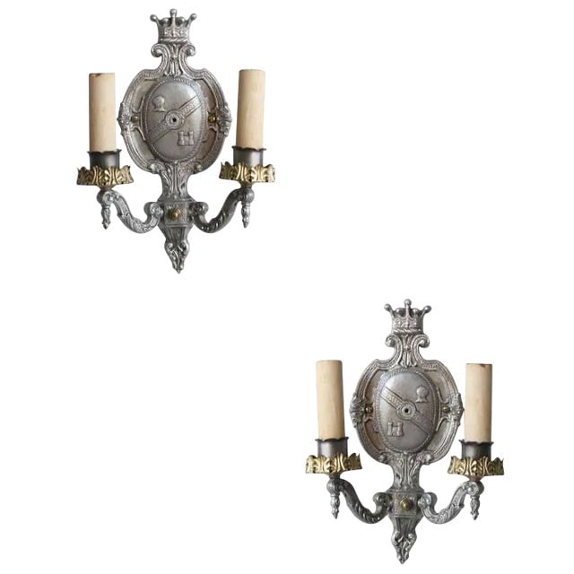 Edwardian Aluminum Crest Wall Sconce (1 of 6)