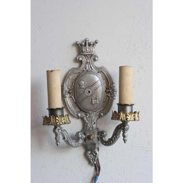 Edwardian Aluminum Crest Wall Sconce - 2