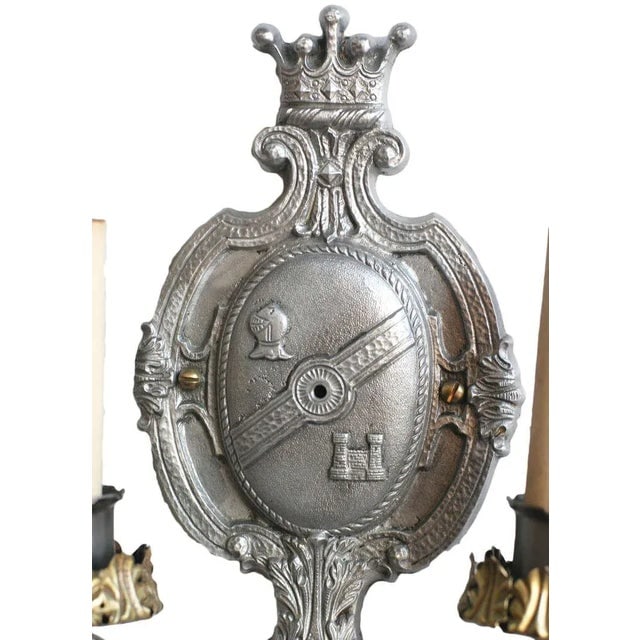 Edwardian Aluminum Crest Wall Sconce - 3