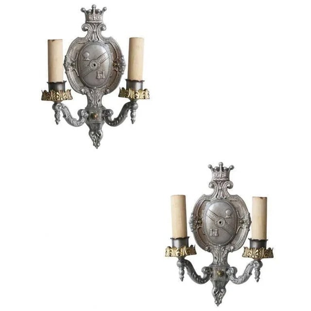 Edwardian Aluminum Crest Wall Sconce - 6