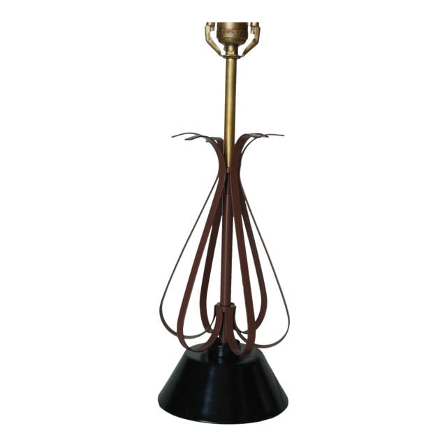 Mid Century Scalloped Steel and Brass Table Lamp (1 of 7)