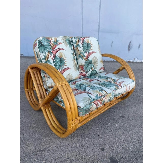 Rare Restored Three-Strand Child Size Round Full Pretzel Rattan Sofa and Lounge Chair Set - 10