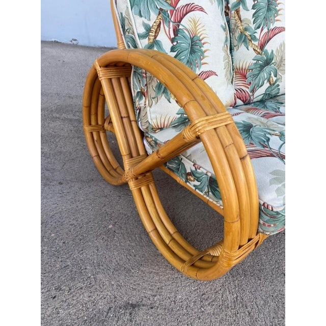 Rare Restored Three-Strand Child Size Round Full Pretzel Rattan Sofa and Lounge Chair Set - 11