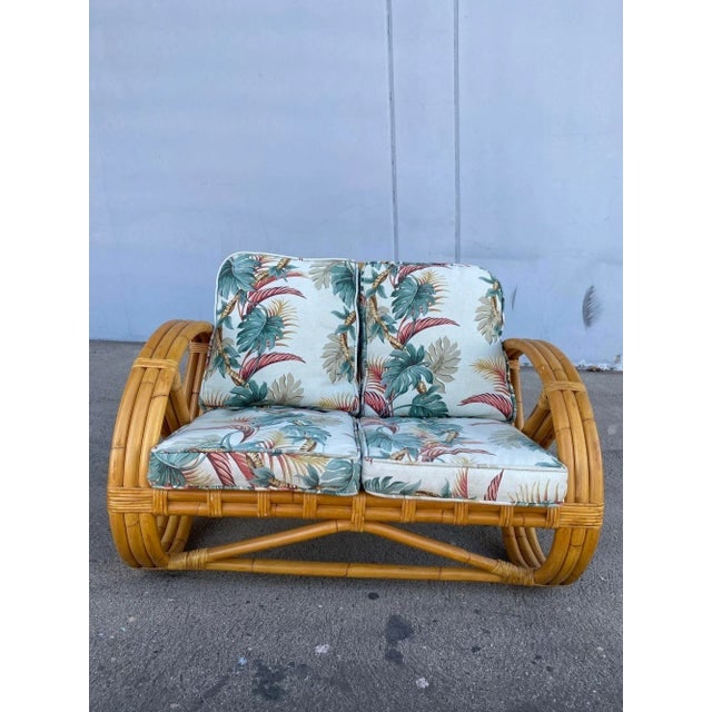 Rare Restored Three-Strand Child Size Round Full Pretzel Rattan Sofa and Lounge Chair Set - 12