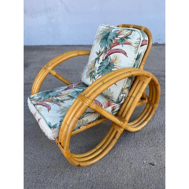 Rare Restored Three-Strand Child Size Round Full Pretzel Rattan Sofa and Lounge Chair Set - 7