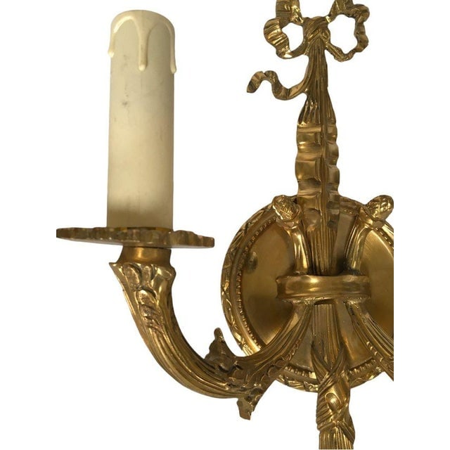 Vintage Pair of Solid Brass Wall-Mount Sconces. - 6