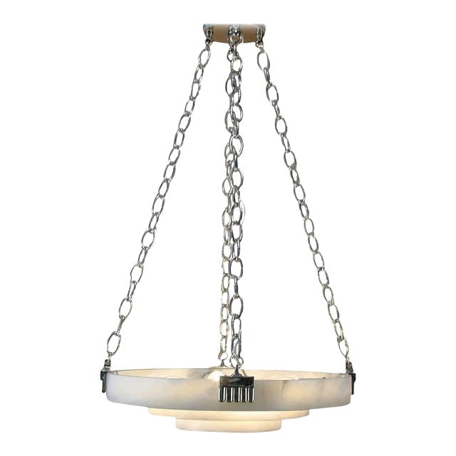 Ruhlmann Style Three-Tier Alabaster Stepped Deco Pendants (1 of 5)