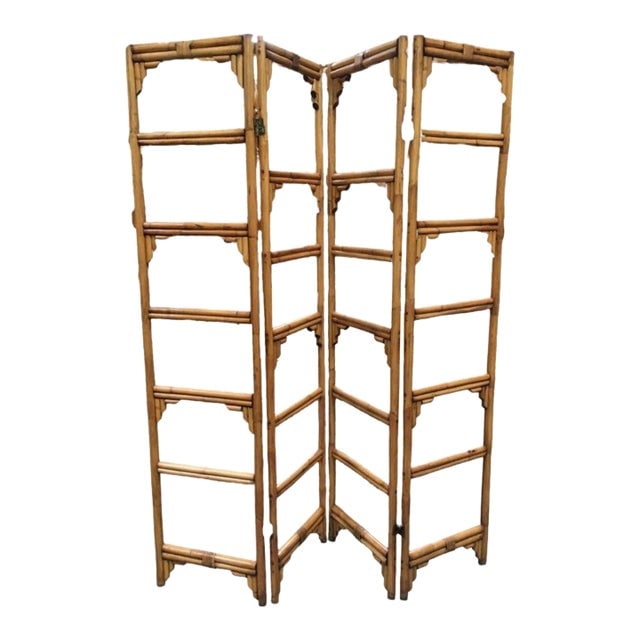 1950s Rattan Room Divider Folding Screen Four Panels (1 of 7)