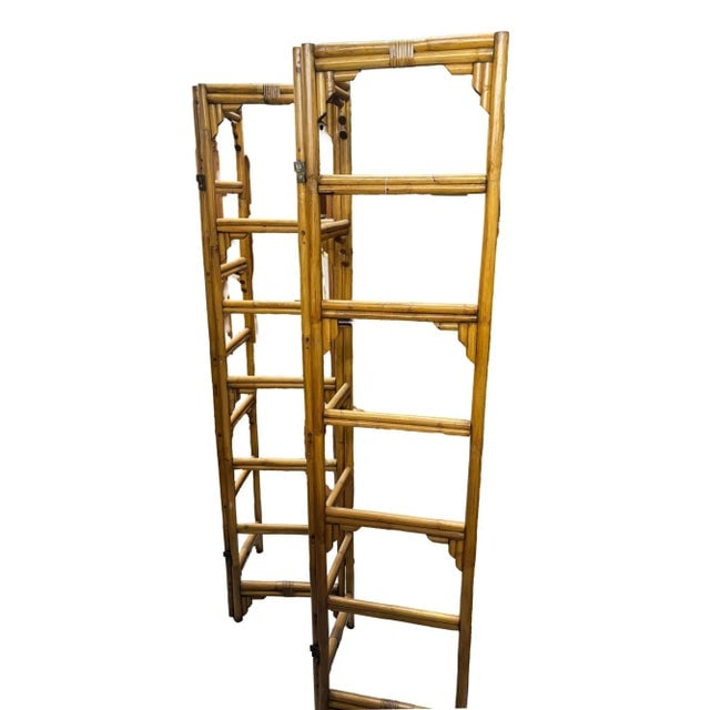 1950s Rattan Room Divider Folding Screen Four Panels - 3