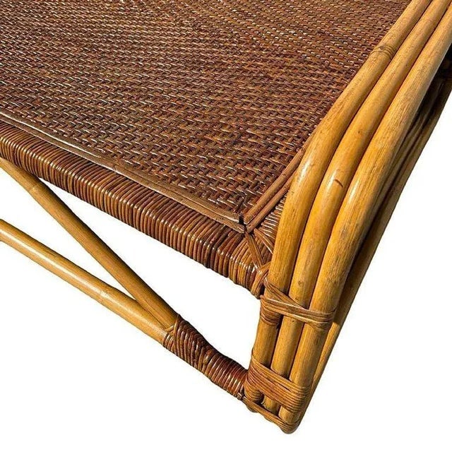 1950s Restored Mid-Century Rattan Day Bed Frame With Woven Top - 5