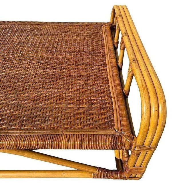 1950s Restored Mid-Century Rattan Day Bed Frame With Woven Top - 6