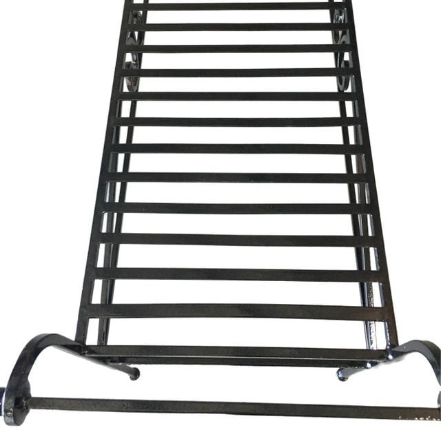 Scrolling Black Wrought Iron Chaise Lounge, Bench - 4