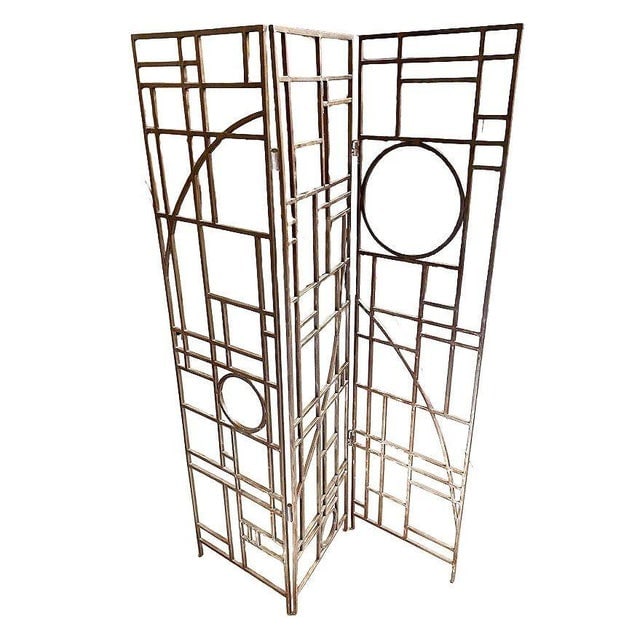 Post Modern Copper Tone Geometric Folding Room Divider by Robert Sonneman - 5