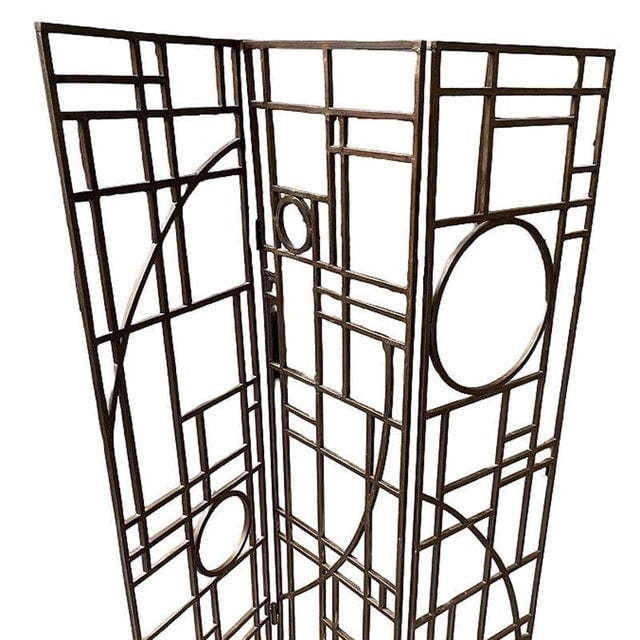 Post Modern Copper Tone Geometric Folding Room Divider by Robert Sonneman - 6