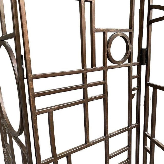 Post Modern Copper Tone Geometric Folding Room Divider by Robert Sonneman - 9