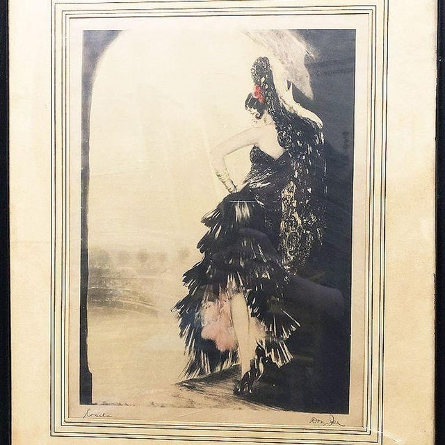 1920s Art Deco Era "Rosita" Colored Etching Signed Don Jose in Original Frame - 2