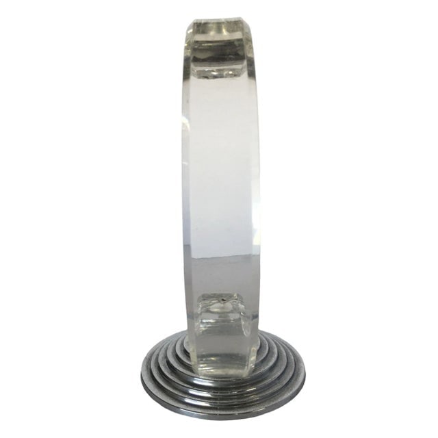 1980s Art Deco Inspired Lucite & Chrome Candlestick Holder - 2