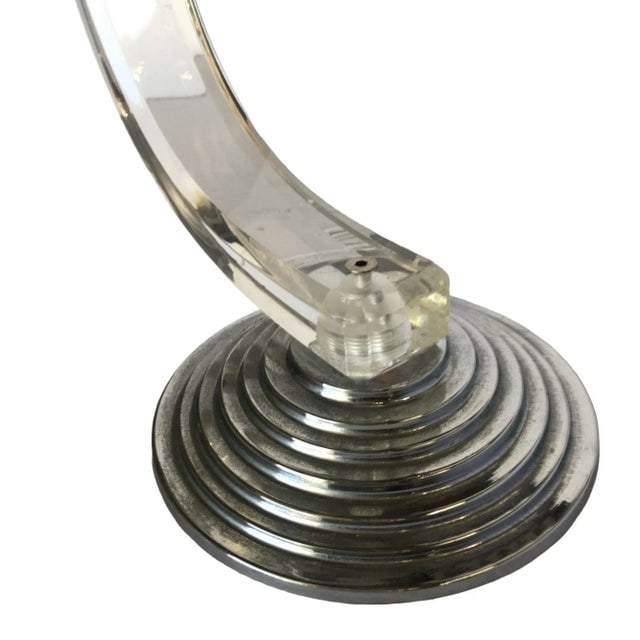 1980s Art Deco Inspired Lucite & Chrome Candlestick Holder - 4