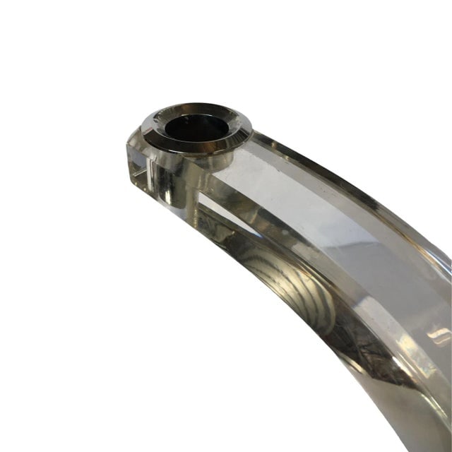 1980s Art Deco Inspired Lucite & Chrome Candlestick Holder - 5