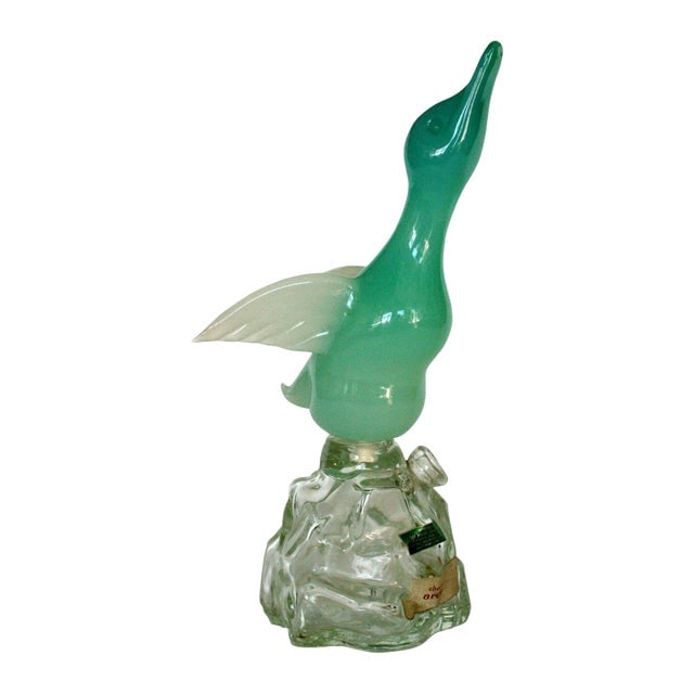 Archimede Seguso Alabastro Murano Duck Decanter Bottle: Title: Archimede Seguso Alabastro Murano Duck Decanter Bottle Description: This limited edition, Mid-Century decanter by Seguso Alabastro for Girolamo Luxardo in Torreglia, Italy. The bottom of the de