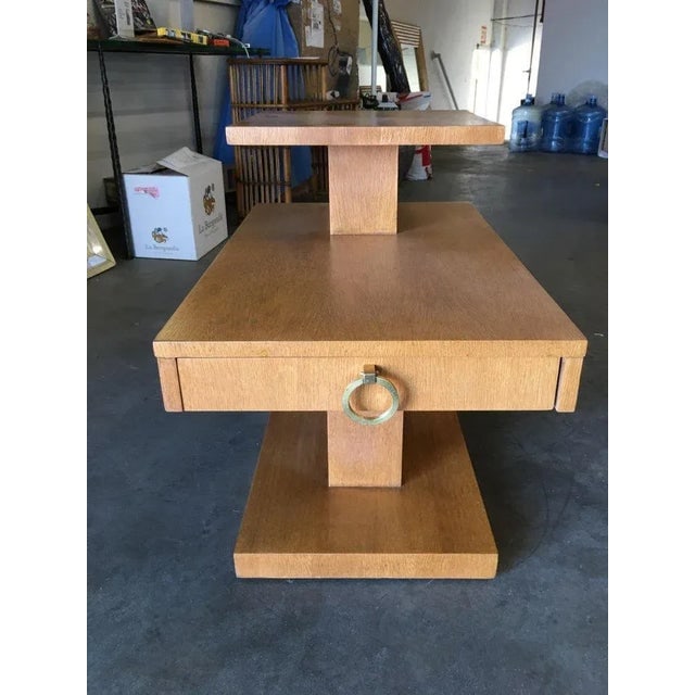 1940s Large Architectonic Side Table With Bronze Pull by Lane - 2