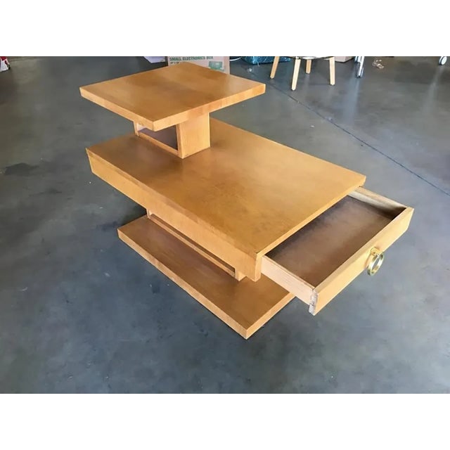 1940s Large Architectonic Side Table With Bronze Pull by Lane - 3