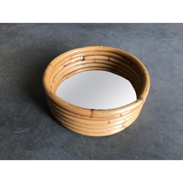 Restored Six-Strand Round 21" Porthole Wall Rattan Mirror - 4
