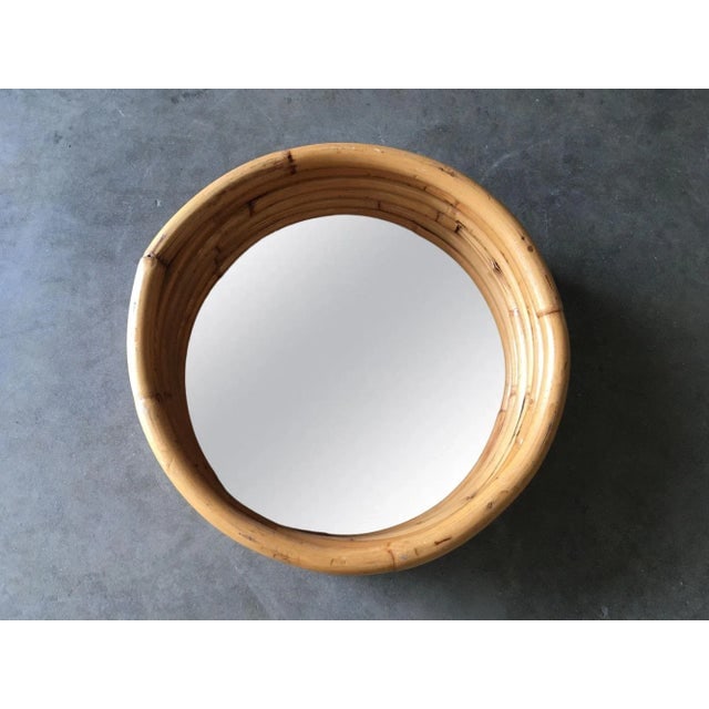Restored Six-Strand Round 21" Porthole Wall Rattan Mirror - 5