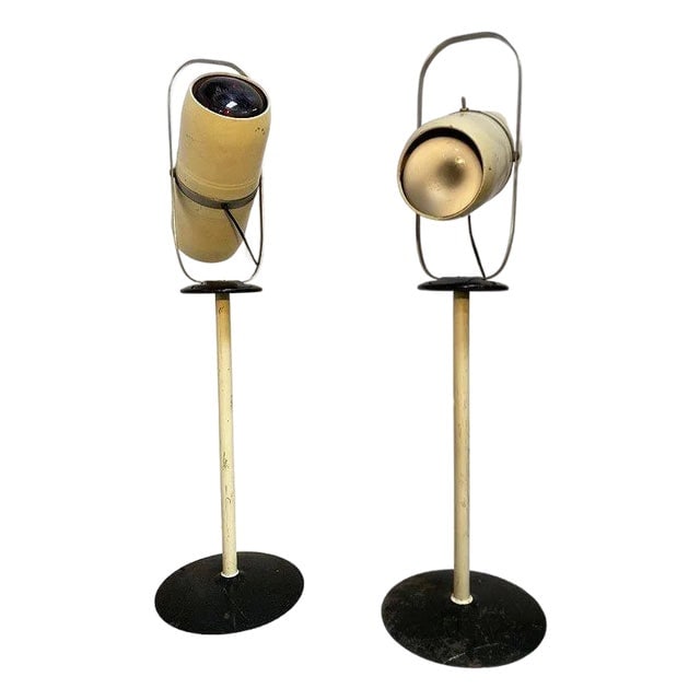 1950s Enameled Steel Westinghouse Mid-Century Atomic Age Industrial Lamp, Pair (1 of 10)
