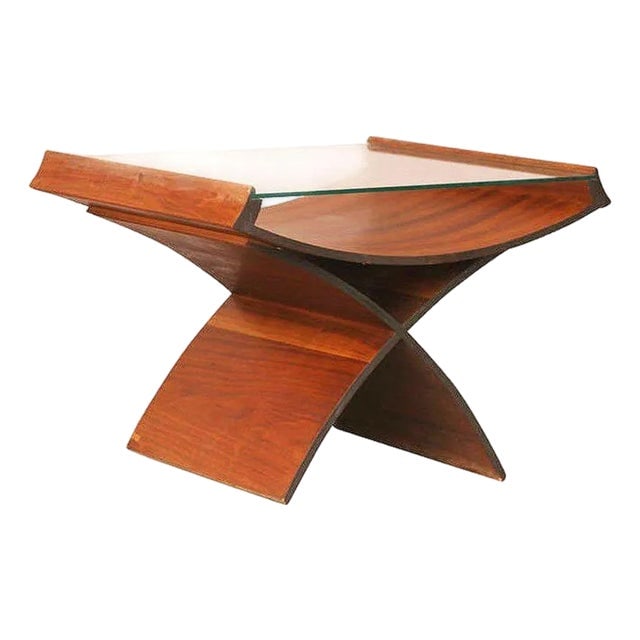 Mid 20th Century Molded Sculptural Plywood Hourglass Side Drink Table With Glass Top (1 of 6)