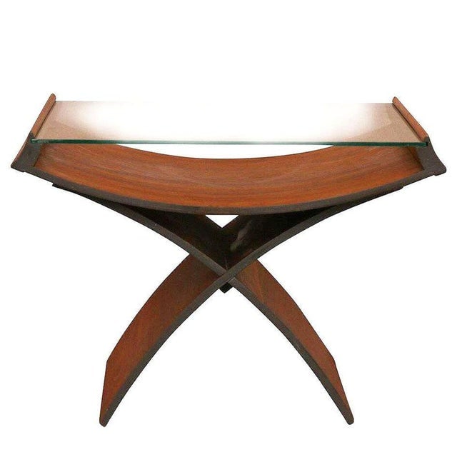 Mid 20th Century Molded Sculptural Plywood Hourglass Side Drink Table With Glass Top - 2