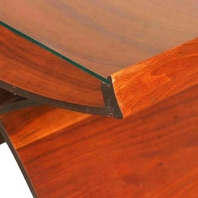 Mid 20th Century Molded Sculptural Plywood Hourglass Side Drink Table With Glass Top - 5