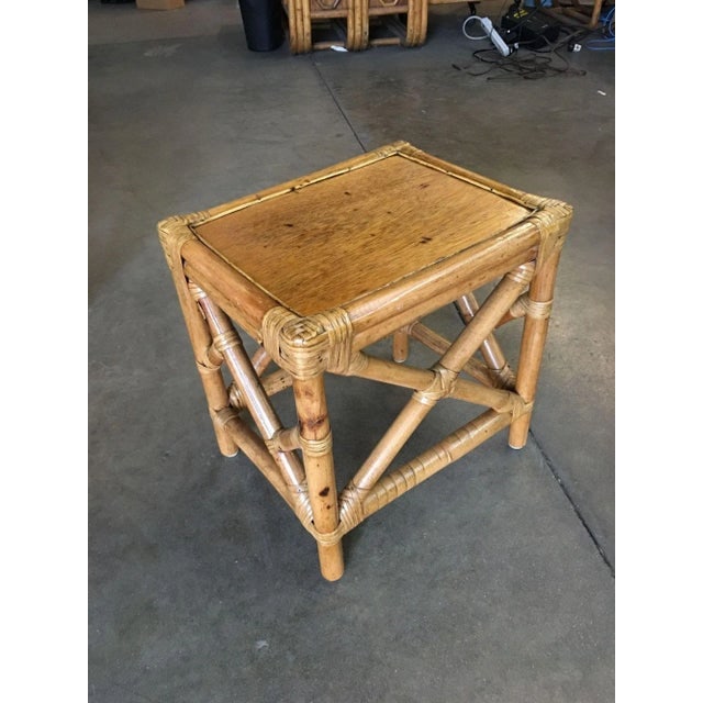 1950s Set of 3 Rattan Nesting Side Tables With Mahogany Top - 4