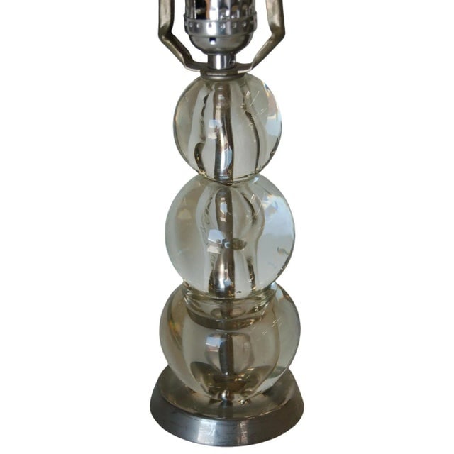 Mid-Century Stacked Graduating Crystal Ball Table Lamps With Chrome Base, Pair - 4