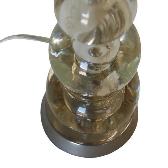 Mid-Century Stacked Graduating Crystal Ball Table Lamps With Chrome Base, Pair - 5