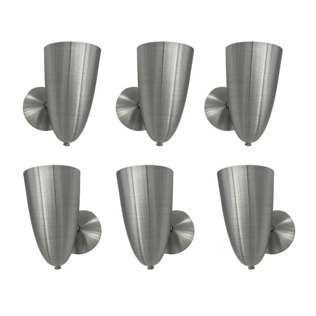 Mid-Century Spun Aluminum Torchiere Wall Sconces - Set of 6 - 10