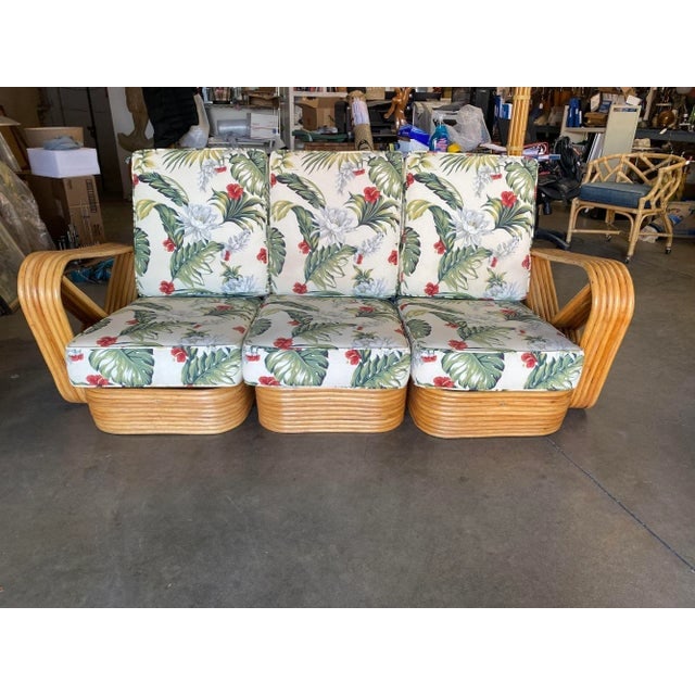 Restored Mid Century Six-Strand Square Pretzel Three-Seat Sectional Sofa - 2