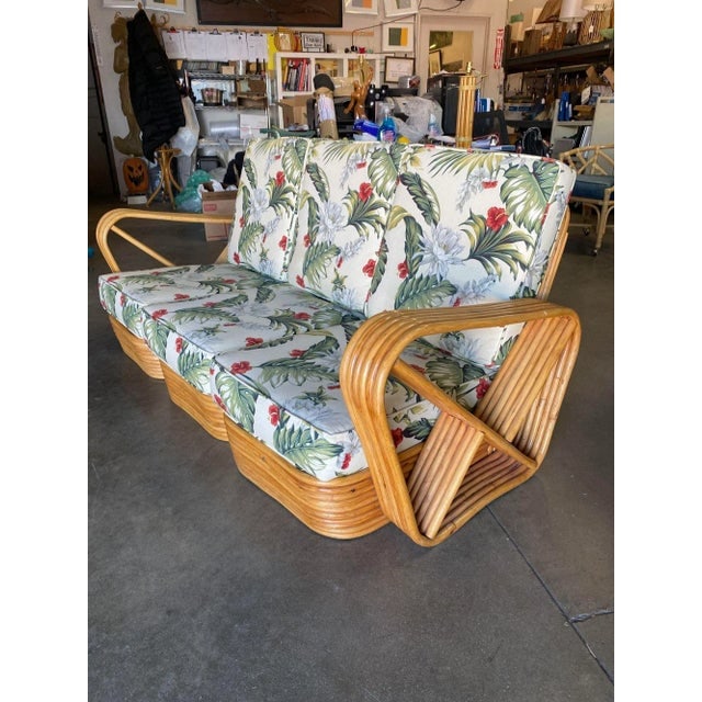 Restored Mid Century Six-Strand Square Pretzel Three-Seat Sectional Sofa - 3
