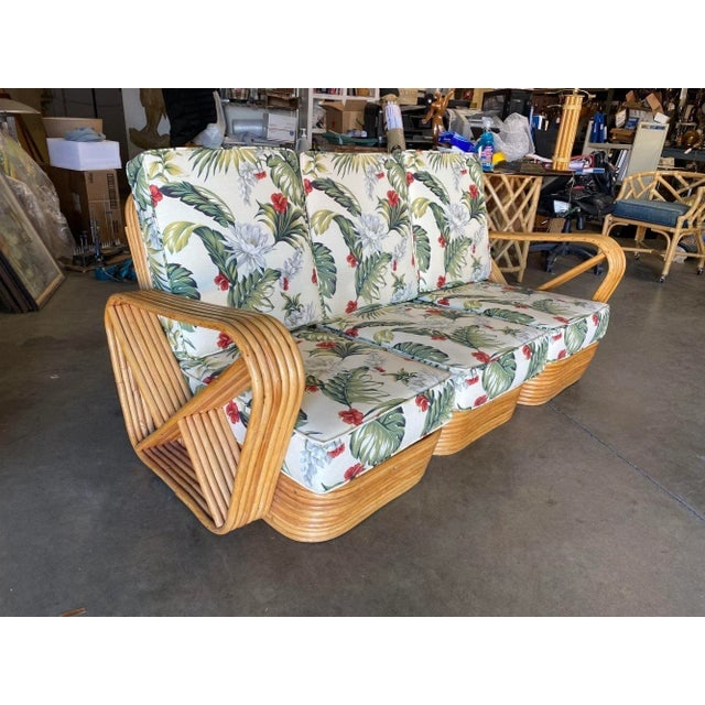 Restored Mid Century Six-Strand Square Pretzel Three-Seat Sectional Sofa - 7