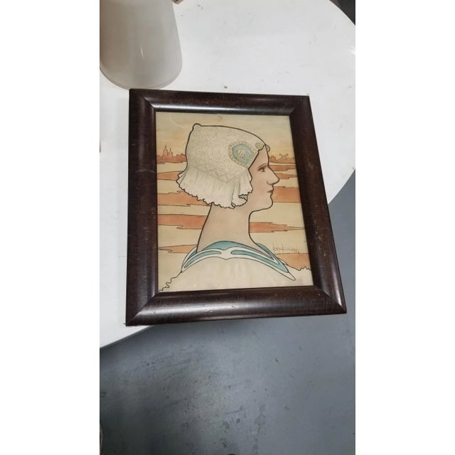 Framed Original 1909 Lithograph "Queen Wilhelmina" by P. Shepard - 2