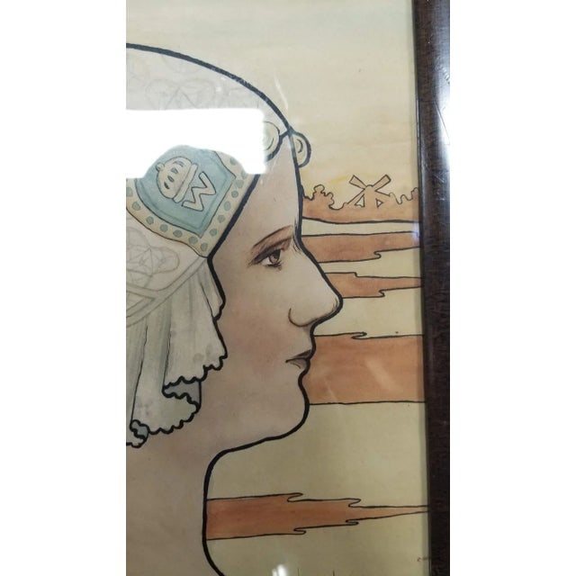 Framed Original 1909 Lithograph "Queen Wilhelmina" by P. Shepard - 3