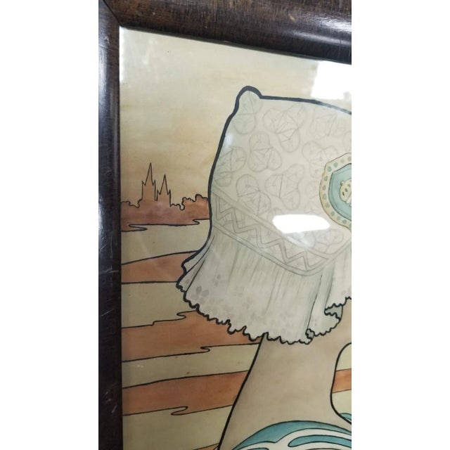 Framed Original 1909 Lithograph "Queen Wilhelmina" by P. Shepard - 4