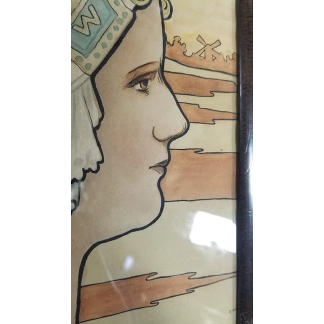 Framed Original 1909 Lithograph "Queen Wilhelmina" by P. Shepard - 5