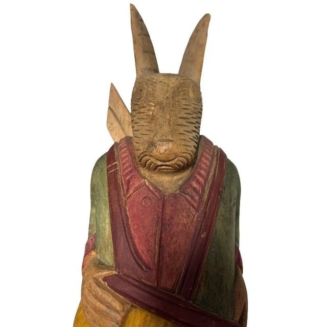 1980s Arthur Court Handcarved Folkart Rabbit Wall Hook Coat Holder - 10