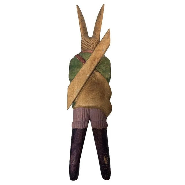 1980s Arthur Court Handcarved Folkart Rabbit Wall Hook Coat Holder - 5
